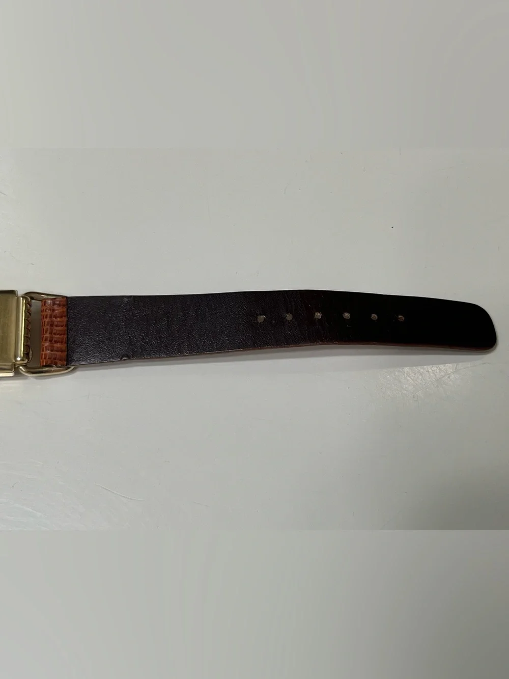 Lord Elgin Black and Gold Watch with Brown Leather Strap